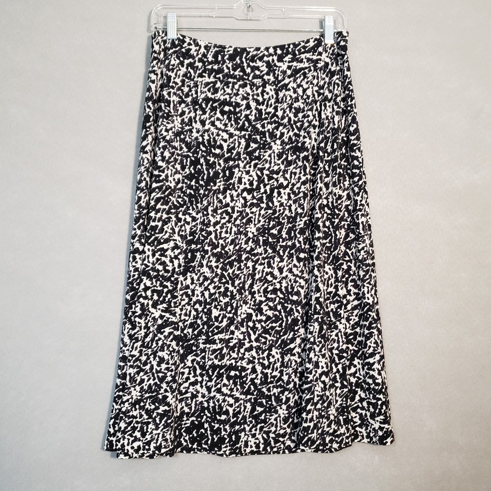 Jones Wear Medium A-Line Skirt Black White Abstract Animal Print Office Workwear - Picture 8 of 12